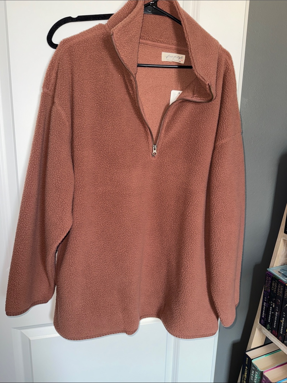 Free People Brown/Dusty Rose Half-Zip Sherpa Pullover